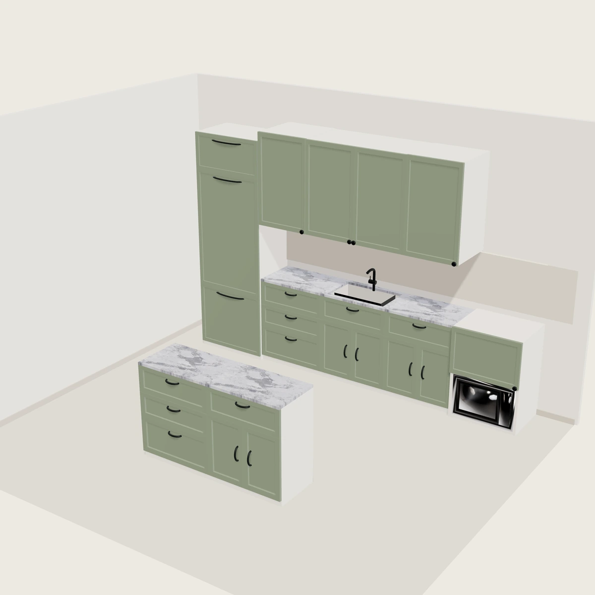 Composizione della cucina con moduli reali personalizzabili