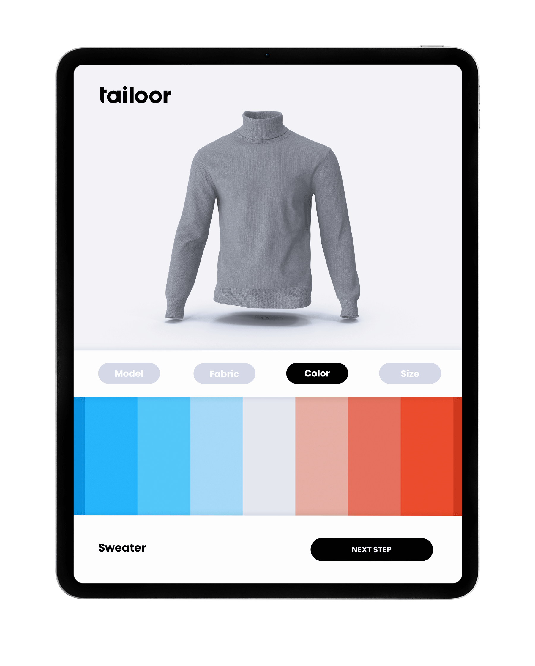 Configuratore Tailoor: visual ufficiale della personalizzazione di un capo